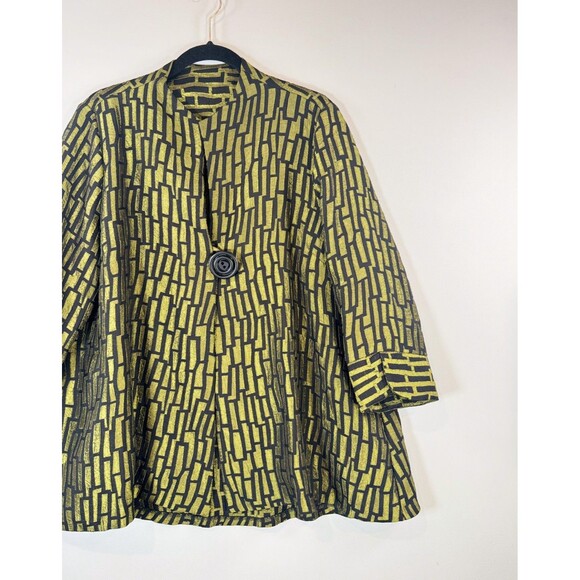 Saint Gil Womens Jacket Green Abstract Jacquard One Button 3/4 Sleeve Classic XL - Picture 5 of 12